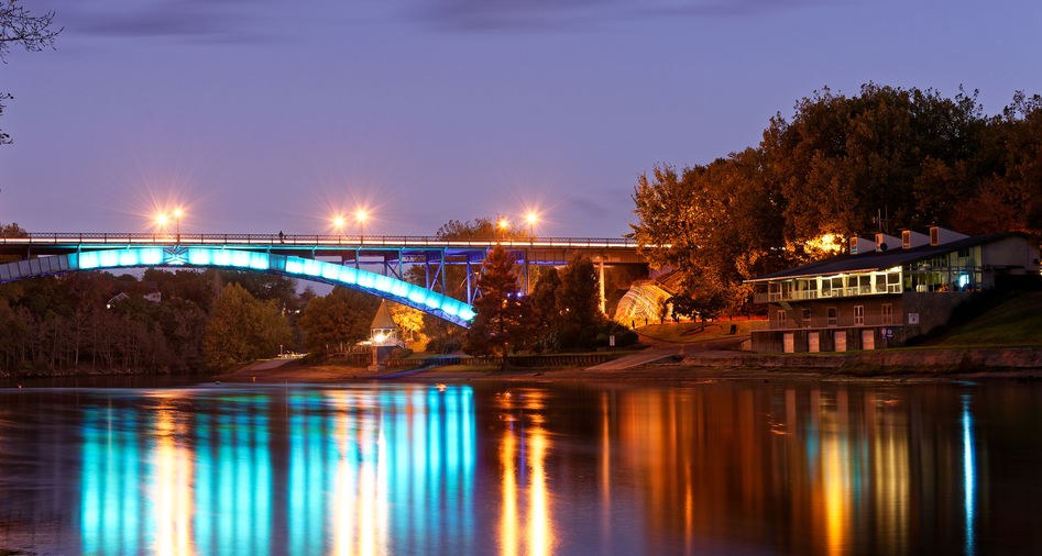 Bridge spanning across river
